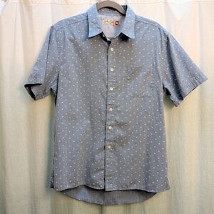 Men's Blue Patterned Button Down Shirt